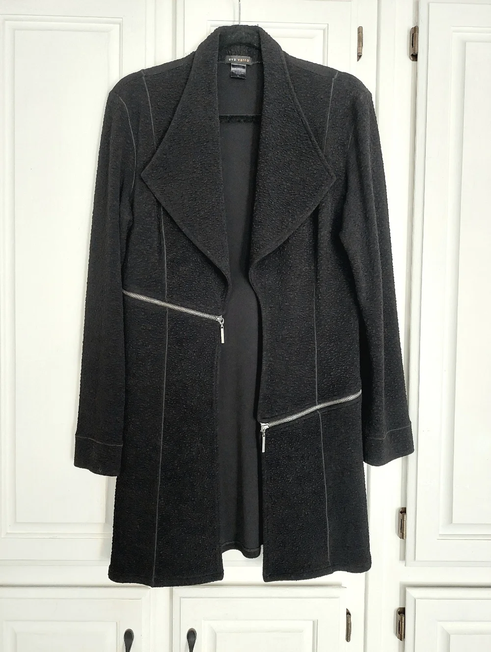 Eva Varro Barcelona Pebble Textured Knit Jacket in Black Size L - Picture 3 of 14